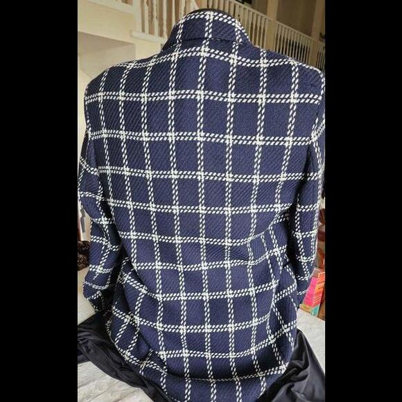 Classic Liz Claiborne Dark Navy and White Jacket Size 12 Made in Hungary - Picture 2 of 2